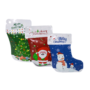 Venta caliente brillante bolsa de regalo de Navidad en forma especial cierre de cremallera bolsa de plástico Mylar para aperitivos dulces embalaje con agujero para colgar - Product Image 6