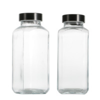 250ml, 350ml, 500ml Transparante Franse Vierkante Drankfles, Koudgeperste Sapfles Met Schroefdop