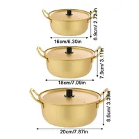 Marmite à soupe coréenne de luxe instantanée en aluminium doré de 24 cm, design moderne, durable, cuisson rapide pour la cuisine