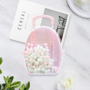 Transparent Beaded Toy Storage Box Plastic Jewelry Organizer For Hair Ties Clips And Accessories With Handle - Product Image 1