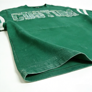 T-shirt da uomo <span class=keywords><strong>nera</strong></span> con design personalizzato, lavaggio effetto sporco, streetwear, girocollo a costine, vestibilità oversize e squadrata, in tessuto pesante - Product Image 4