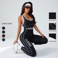 Combinaison de sport sexy à effet froncé aux fesses, une pièce, style dos nageur rayé pour femme, avec logo personnalisé, pour le yoga et la gym