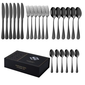 Stainless steel tableware steak knife fork spoon 24-piece <b>set</b> dessert spoon family <b>restaurant</b> <b>set</b> - Product Image 4