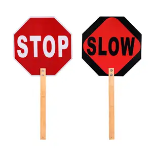 One Double Sided Stop/Slow Sign Safe-T-Paddle Lightweight Durable Hardboard Traffic Safety Sign 13" Octagon PS1