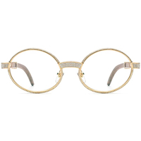 Gafas de Madera Borregls para Hombre, Diseño de Marca, 720 Diamantes, Monturas Redondas para Gafas, Gafas Ópticas de Lujo para Mujer 17550179