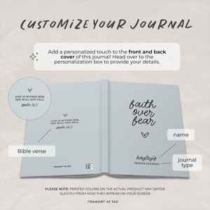 Diario de cuero personalizado Faith <span class=keywords><strong>Fear</strong></span> Prayer, cuaderno de estudio bíblico A5 verso de cuero láser personalizado para regalo Cristiano - Product Image 5