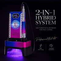 Perceuse à ongles professionnelle sans balais 45000 tr/min, système hybride 2-en-1 - Lampe UV LED 36W à séchage rapide avec strass scintillants