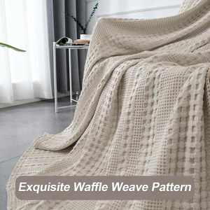 Lightweight Washed Cotton Waffle Weave <b>Throw</b> Blanket - Product Image 2