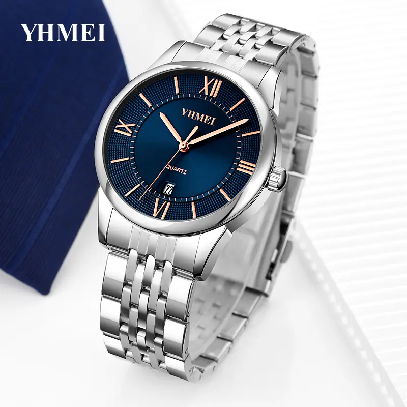 Watch wrist factory price custom brand business watches waterproof steel band watches luxury men's quartz watches