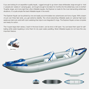 Canoë-kayak gonflable de haute qualité pour la pêche en mer, personnalisé avec logo OEM, bateau pour 2 personnes pour les sports nautiques, ex-kayak de haute qualité - Product Image 2