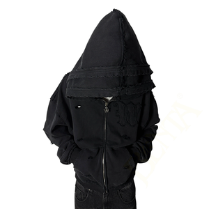 Felpe con cappuccio stile Streetwear all'ingrosso <span class=keywords><strong>di</strong></span> alta qualità con Zip up Vintage lavato corto con cappuccio pesante OEM abbigliamento personalizzato produttore - Product Image 4