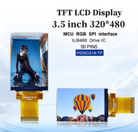 Layar LCD TFT 3.5 inci 320*480 50 pin MCU SPI RGB interface ILI9488 Drive 250nits