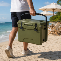 Glacière rotomoulée 25L avec poignée, portable, en LLDPE, isolée, rigide, pour camping, pique-nique, extérieur