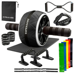 Set <span class=keywords><strong>de</strong></span> 7 piezas <span class=keywords><strong>de</strong></span> equipo <span class=keywords><strong>de</strong></span> fitness para el hogar con rueda abdominal, cuerda para saltar y soporte para flexiones, modelo transfronterizo - Product Image 1