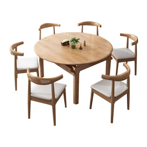 Bắc Âu hiện đại 6 chỗ ngồi bàn ăn ghế thiết lập tất cả các rắn gỗ dual-sử dụng Vòng cho nhà hoặc căn hộ nhỏ - Product Image 1