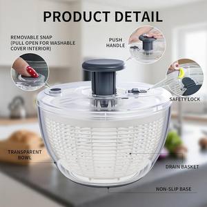 Essoreuse à salade manuelle en plastique, écologique et économe en énergie, pour sécher la laitue, les légumes frais, outils de cuisine pour la maison - Product Image 6