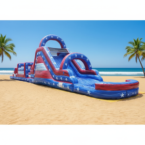 Parc d'attractions gonflable de jardin <span class=keywords><strong>pour</strong></span> <span class=keywords><strong>jeux</strong></span> sportifs et défis, avec toboggan, parcours d'obstacles gonflable extérieur <span class=keywords><strong>pour</strong></span> enfants et adultes et structure de saut - Product Image 1