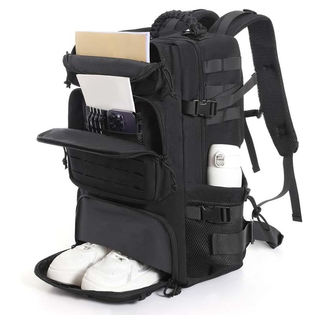 1000D Polyester Travel Hiking Trekking Camping Rucksack Multi Purpose Tactical Bag Outdoor Sports Backpack with Shoe Compartment