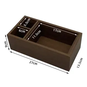 Desk Organizer Multi Function Walnut Wooden Desktop Tissue Box Luxury Pen Holder Storage With Acrylic Lid For Hotel Or House