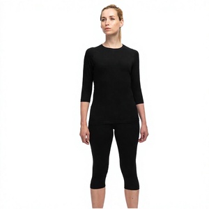 Custom Womens Black Long Sleeve T Shirt Blank Heavyweight Slim Fit Sportswear Top Plain <b>Athletic</b> Compression Shirts Apparel - Product Image 2