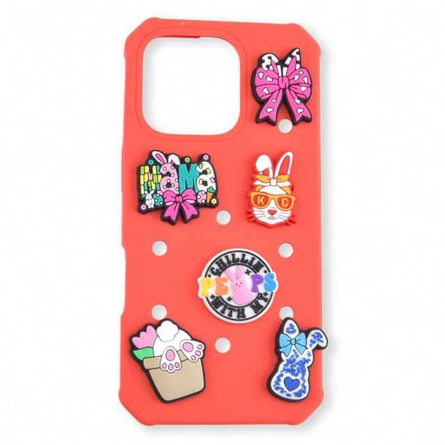 Shockproof Fashion Back Cover Cartoon Diy Silicone 3D Cute Mobile Phone Case for iPhone 11 12 13 14 15 Pro Max Hold Clog Charms
