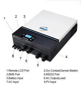 <span class=keywords><strong>Axpert</strong></span> <span class=keywords><strong>MAX</strong></span> <span class=keywords><strong>8KW</strong></span> 48V Onduleur hybride solaire avec 500V PV tension d'entrée 120A MPPT chargeur solaire + émetteur WIFI intégré - Product Image 3