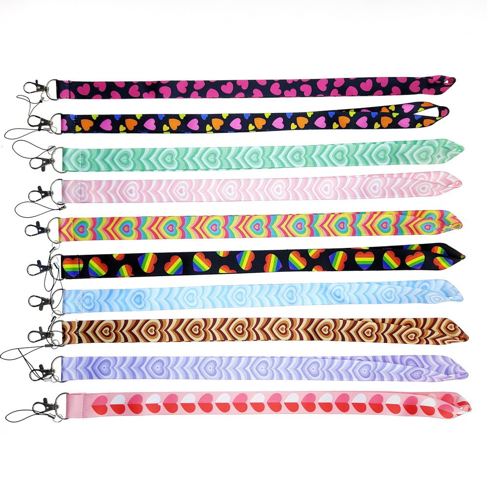 Hot Sale Creative Love Pattern Lanyards Satin Accessories Portable Neck Strap Anti-Lost Card Holder Phone Case Lanyard Wholesale Image 5