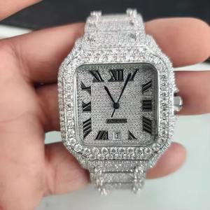 Moissanit-Uhr Brillantschliff VVS1 Quadratisch Antik Hip-Hop Luxus Quarz Mode Business Glas-Zifferblatt Kollektion - Product Image 1