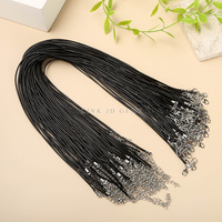 Cordon en cuir tressé noir réglable JD avec fermoir mousqueton pour bijoux, chaînes pour colliers et pendentifs faits main DIY