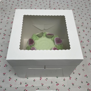 Nhãn Tùy Chỉnh Cho 12X12X10 Hộp Bánh Ngọt Tráng Miệng Bằng Nhựa Có Thể Gập Lại Bất Ngờ Màu Trắng Hộp Làm Bánh Có Cửa Sổ Trong Suốt - Product Image 1