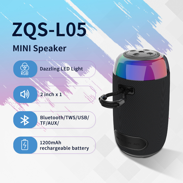 Hot Selling 5W Bluetooth MINI Speaker with RGB LED Lighting Portable Wireless for Outdoor Activities AUX Communication
