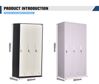 Casier industriel en acier à 3 portes, autoportant, pour salle de sport, école, bureau, vêtements, avec serrure à clé