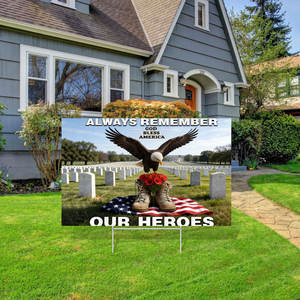 कस्टम मेमोरियल डे यार्ड पर हमेशा हीरो गार्डन ध्वज 12x18 इंच सैन्य सैनिक यार्ड आउटडोर सजावट - Product Image 1