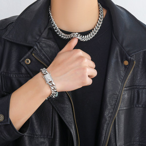 BESXL0342 collana a maglie cubane Miami 8mm 24-30 pollici in acciaio inossidabile con zircone stock di regali Unisex per bambini - Product Image 3