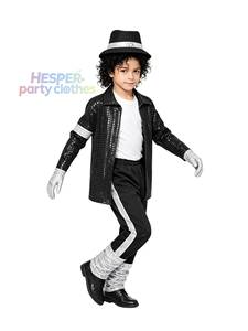 Costume de star pop pour enfants HP, tenue de danse classique pour garçons Michael avec chapeau, veste à paillettes, ensemble pantalon pour Halloween, cosplay, fête costumée - Product Image 1