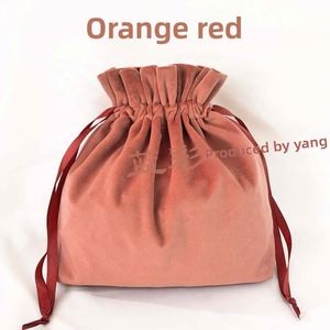 Sac cosmétique en velours imprimé sérigraphié avec cordon de serrage, sac de rangement simple pour les nécessités quotidiennes de voyage, élégant, mignon, grande capacité, pratique - Product Image 3