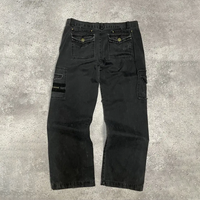 Pantalon cargo HL personnalisé Big Patch Vintage Y2K, jeans multi-poches en denim, jean ample à jambe large simple et délavé taupe, baggy