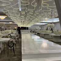 Rideaux de plafond en tissu en forme de S sur mesure de luxe avec bande lumineuse LED pour la décoration de mariage, d'événements et de fêtes