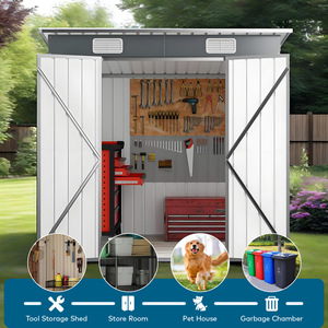 Garden Shed Steel Galvanized 8x6ft Waterproof Double <b>Door</b> Outdoor Storage For Garden Tools - Product Image 3