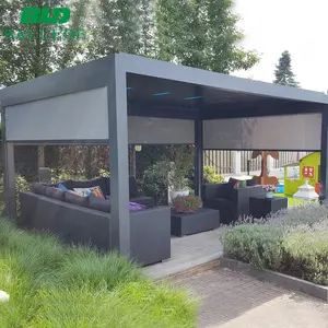 Outdoor Garden Luxury Patio Furniture Pavilion Pergola Waterproof Roof Garden Outdoor Furniture Set By Remote Control