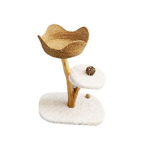 Torre de gato de material natural de madera de árbol de gato moderno para grandes postes de rascado de lujo y plataformas de flores - Product Image 5
