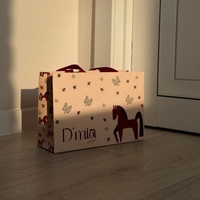 Bolsa de Papel Ecológica Reciclable para Regalos Navideños, Impresión Personalizada de Dibujos Animados, Asa de Cinta de Satén, Patrón Infantil, Bolsa de Papel para Regalos de Bebé