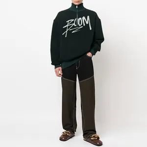 OEM half zip sweatshirt wool polyester blend fleece mock neck sweaters christmas custom hoodies en sweatshirts voor heren