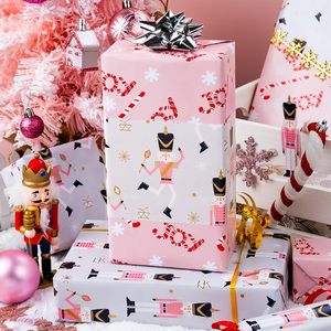 Yarcony Pink Nutcracker Christmas Wrapping <b>Paper</b> <b>Roll</b> 17 Inch X 33 Feet Reversible Pearly Lustre Foil Gift <b>Wrap</b> Easy Tear - Product Image 2