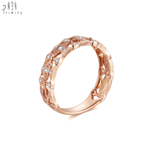 High Quality Vintage 18K Gold Handmade <b>Craft</b> Natural Diamond <b>Rings</b> for Women Antique Hollowed Braid Design Wedding Anniversary - Product Image 3