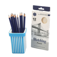 Lot de 12 crayons à dessin Keep Smiling Art Supplies, mine noire, bois de tilleul standard, pour étudiants, ensemble de crayons à croquis, ensemble de peinture