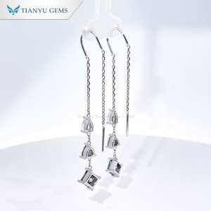 ต่างหูเพชรโมอิสซาไนต์ทรงหยดน้ำ Tianyu Gems แบบสั่งทำพิเศษ ทอง 14K ทรงเจ้าหญิงและทรงลูกแพร์ ดีไซน์เรขาคณิต สำหรับผู้หญิง สไตล์คลาสสิกสำหรับงานแต่งงาน - Product Image 3