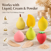 Juego de 3 Esponjas de Maquillaje en Forma de Fruta, Hipoalergénicas, Sin Látex, para Aplicar Maquillaje, Marca Privada, Venta al Por Mayor