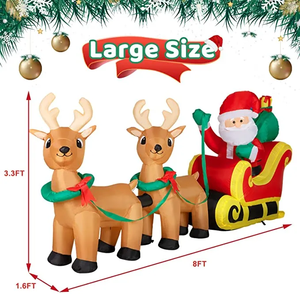 Luces <span class=keywords><strong>LED</strong></span> Decorativas para Fiestas Familiares al Aire Libre, Inflable Navideño <span class=keywords><strong>de</strong></span> Santa Claus Sentado en un Trineo con 2 Renos - Product Image 1