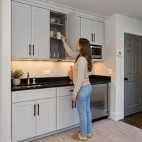 Gabinetes de Cocina Modulares Modernos de Lujo con Correderas de Cajones de Madera, Bisagras y Accesorios Ecológicos para Salpicaderos, Ideales para Villas